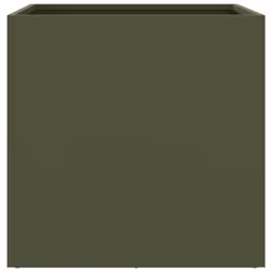 vidaXL Planter Raised Garden Bed Plant Pot Flower Pot Grey Weathering Steel - green, 42 x 40 x 39 cm/ 1 pcs - Additional view 4