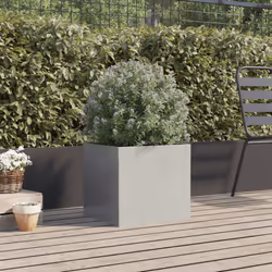 vidaXL Planter Raised Garden Bed Plant Pot Flower Pot Grey Weathering Steel - silver, 42 x 40 x 39 cm/ 1 pcs - Additional view 2