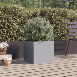 vidaXL Planter Raised Garden Bed Plant Pot Flower Pot Grey Weathering Steel - silver grey, 42 x 40 x 39 cm/ 1 pcs - Additional view 2