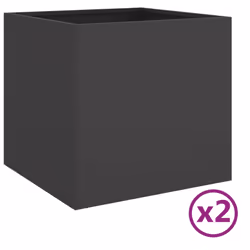 vidaXL Planter Raised Garden Bed Plant Pot Flower Pot Grey Weathering Steel - black, 49 x 47 x 46 cm/ 2 pcs