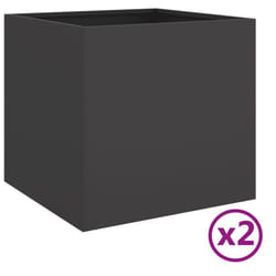 vidaXL Planter Raised Garden Bed Plant Pot Flower Pot Grey Weathering Steel - black, 49 x 47 x 46 cm/ 2 pcs