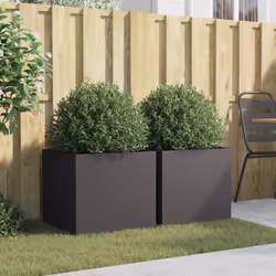 vidaXL Planter Raised Garden Bed Plant Pot Flower Pot Grey Weathering Steel - black, 49 x 47 x 46 cm/ 2 pcs
