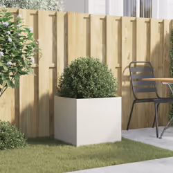 vidaXL Planter Raised Garden Bed Plant Pot Flower Pot Grey Weathering Steel - white, 49 x 47 x 46 cm/ 1 pcs