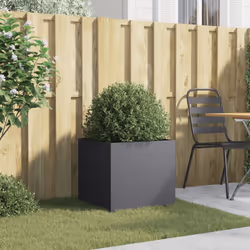 vidaXL Planter Raised Garden Bed Plant Pot Flower Pot Grey Weathering Steel - anthracite, 49 x 47 x 46 cm/ 1 pcs
