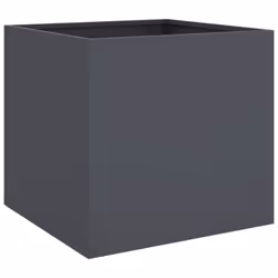 vidaXL Planter Raised Garden Bed Plant Pot Flower Pot Grey Weathering Steel - anthracite, 49 x 47 x 46 cm/ 1 pcs - Additional view 6