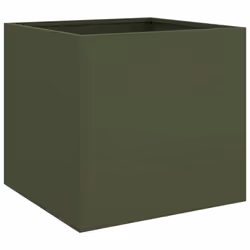 vidaXL Planter Raised Garden Bed Plant Pot Flower Pot Grey Weathering Steel - green, 49 x 47 x 46 cm/ 1 pcs