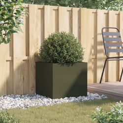 vidaXL Planter Raised Garden Bed Plant Pot Flower Pot Grey Weathering Steel - green, 49 x 47 x 46 cm/ 1 pcs