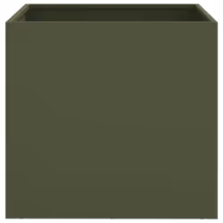 vidaXL Planter Raised Garden Bed Plant Pot Flower Pot Grey Weathering Steel - green, 49 x 47 x 46 cm/ 1 pcs - Additional view 4