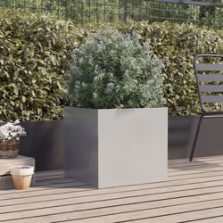 vidaXL Planter Raised Garden Bed Plant Pot Flower Pot Grey Weathering Steel - silver, 49 x 47 x 46 cm/ 1 pcs