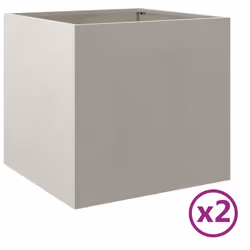 vidaXL Planter Raised Garden Bed Plant Pot Flower Pot Grey Weathering Steel - silver, 49 x 47 x 46 cm/ 2 pcs