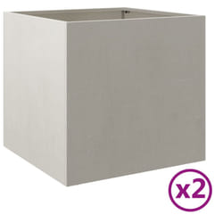 vidaXL Planter Raised Garden Bed Plant Pot Flower Pot Grey Weathering Steel - silver, 49 x 47 x 46 cm/ 2 pcs