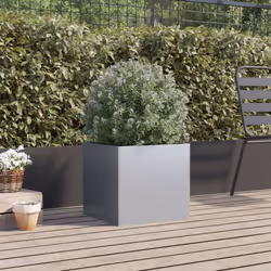 vidaXL Planter Raised Garden Bed Plant Pot Flower Pot Grey Weathering Steel - silver grey, 49 x 47 x 46 cm/ 1 pcs - Additional view 2