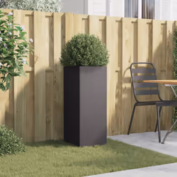 vidaXL Planter Raised Garden Bed Plant Pot Flower Pot Grey Weathering Steel - black, 32 x 27.5 x 75 cm/ 1 pcs