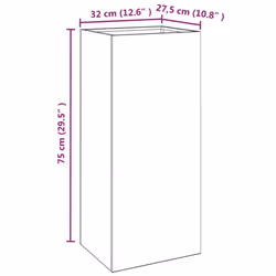 vidaXL Planter Raised Garden Bed Plant Pot Flower Pot Grey Weathering Steel - white, 32 x 27.5 x 75 cm/ 1 pcs