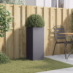 vidaXL Planter Raised Garden Bed Plant Pot Flower Pot Grey Weathering Steel - anthracite, 32 x 27.5 x 75 cm/ 1 pcs