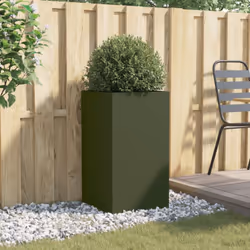 vidaXL Planter Raised Garden Bed Plant Pot Flower Pot Grey Weathering Steel - green, 42 x 38 x 75 cm/ 1 pcs - Additional view 2