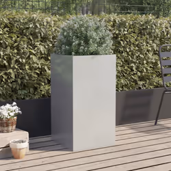 vidaXL Planter Raised Garden Bed Plant Pot Flower Pot Grey Weathering Steel - silver, 42 x 38 x 75 cm/ 1 pcs - Additional view 2