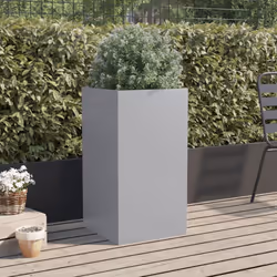 vidaXL Planter Raised Garden Bed Plant Pot Flower Pot Grey Weathering Steel - silver grey, 42 x 38 x 75 cm/ 1 pcs - Additional view 2
