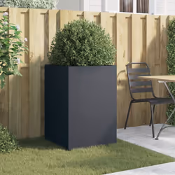 vidaXL Planter Raised Garden Bed Plant Pot Flower Pot Grey Weathering Steel - anthracite, 52 x 48 x 75 cm/ 1 pcs - Additional view 2