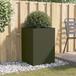 vidaXL Planter Raised Garden Bed Plant Pot Flower Pot Grey Weathering Steel - green, 52 x 48 x 75 cm/ 1 pcs - Additional view 2