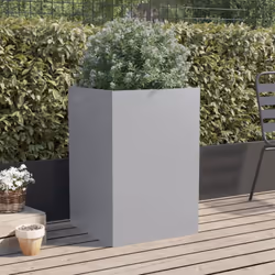vidaXL Planter Raised Garden Bed Plant Pot Flower Pot Grey Weathering Steel - silver grey, 52 x 48 x 75 cm/ 1 pcs - Additional view 2