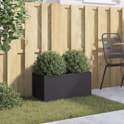 vidaXL Planter Raised Garden Bed Plant Pot Flower Pot Grey Weathering Steel - black, 62 x 30 x 29 cm/ 1 pcs - Additional view 2
