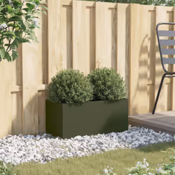 vidaXL Planter Raised Garden Bed Plant Pot Flower Pot Grey Weathering Steel - green, 62 x 30 x 29 cm/ 1 pcs - Additional view 2