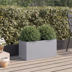 vidaXL Planter Raised Garden Bed Plant Pot Flower Pot Grey Weathering Steel - silver grey, 62 x 30 x 29 cm/ 1 pcs - Additional view 2