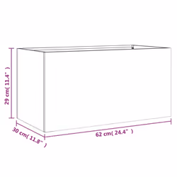 vidaXL Planter Raised Garden Bed Plant Pot Flower Pot Grey Weathering Steel - silver grey, 62 x 30 x 29 cm/ 1 pcs - Additional view 3