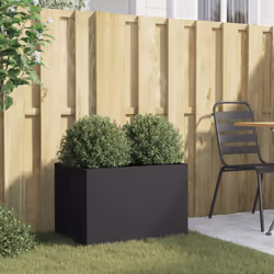 vidaXL Planter Raised Garden Bed Plant Pot Flower Pot Grey Weathering Steel - black, 62 x 40 x 39 cm/ 1 pcs - Additional view 2