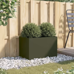 vidaXL Planter Raised Garden Bed Plant Pot Flower Pot Grey Weathering Steel - green, 62 x 40 x 39 cm/ 1 pcs - Additional view 2