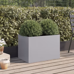vidaXL Planter Raised Garden Bed Plant Pot Flower Pot Grey Weathering Steel - silver grey, 62 x 40 x 39 cm/ 1 pcs - Additional view 2