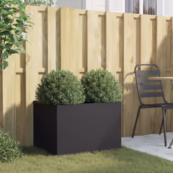 vidaXL Planter Raised Garden Bed Plant Pot Flower Pot Grey Weathering Steel - black, 62 x 47 x 46 cm/ 1 pcs - Additional view 2