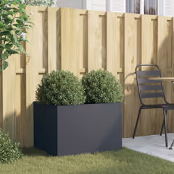 vidaXL Planter Raised Garden Bed Plant Pot Flower Pot Grey Weathering Steel - anthracite, 62 x 47 x 46 cm/ 1 pcs - Additional view 2