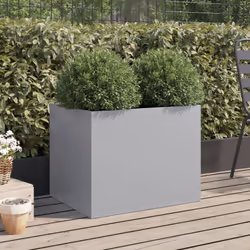 vidaXL Planter Raised Garden Bed Plant Pot Flower Pot Grey Weathering Steel - silver grey, 62 x 47 x 46 cm/ 1 pcs