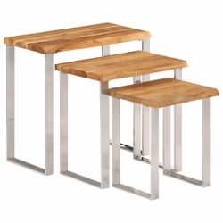 vidaXL Nesting Tables with Live Edge Coffee Table 3 pcs Solid Wood Acacia - Additional view 10