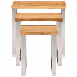 vidaXL Nesting Tables with Live Edge Coffee Table 3 pcs Solid Wood Acacia
