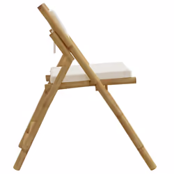 vidaXL Folding Bistro Chair with Dark Cushions Foldable Dining Chair Bamboo - cream white, 4 pcs - Additional view 4