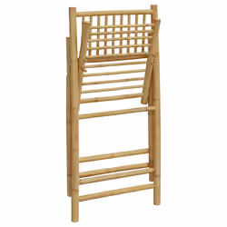 vidaXL Folding Bistro Chair with Dark Cushions Foldable Dining Chair Bamboo - cream white, 4 pcs - Additional view 6