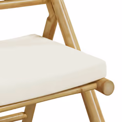 vidaXL Folding Bistro Chair with Dark Cushions Foldable Dining Chair Bamboo - cream white, 4 pcs - Additional view 7