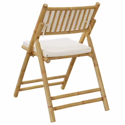 vidaXL Folding Bistro Chair with Dark Cushions Foldable Dining Chair Bamboo - cream white, 6 pcs - Additional view 5