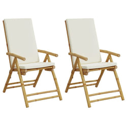 VidaXL 3208927 outdoor chair Terrace Padded seat Bamboo Cream, White