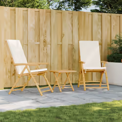 VidaXL 3208927 outdoor chair Terrace Padded seat Bamboo Cream, White