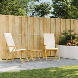 VidaXL 3208927 outdoor chair Terrace Padded seat Bamboo Cream, White