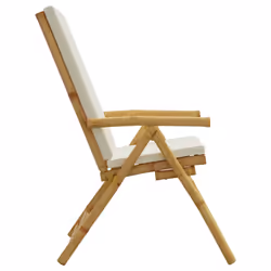 VidaXL 3208927 outdoor chair Terrace Padded seat Bamboo Cream, White - Additional view 6
