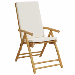 VidaXL 3208928 outdoor chair Terrace Padded seat Bamboo Cream, White - Additional view 4
