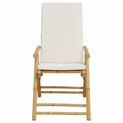 VidaXL 3208928 outdoor chair Terrace Padded seat Bamboo Cream, White - Additional view 5