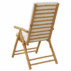 VidaXL 3208928 outdoor chair Terrace Padded seat Bamboo Cream, White - Additional view 7