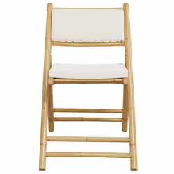 vidaXL Folding Bistro Set 3 Piece with Cushions Bar Set Table and Chair Bamboo - cream white, 55 x 55 x 75 cm - Additional view 5