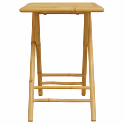vidaXL Folding Bistro Set 3 Piece with Cushions Bar Set Table and Chair Bamboo - cream white, 55 x 55 x 75 cm - Additional view 7